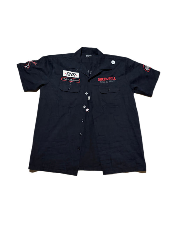 ROCK AND ROLL HALL OF FAME BUTTON UP LONG LIVE MUSIC GUITAR SHIRT