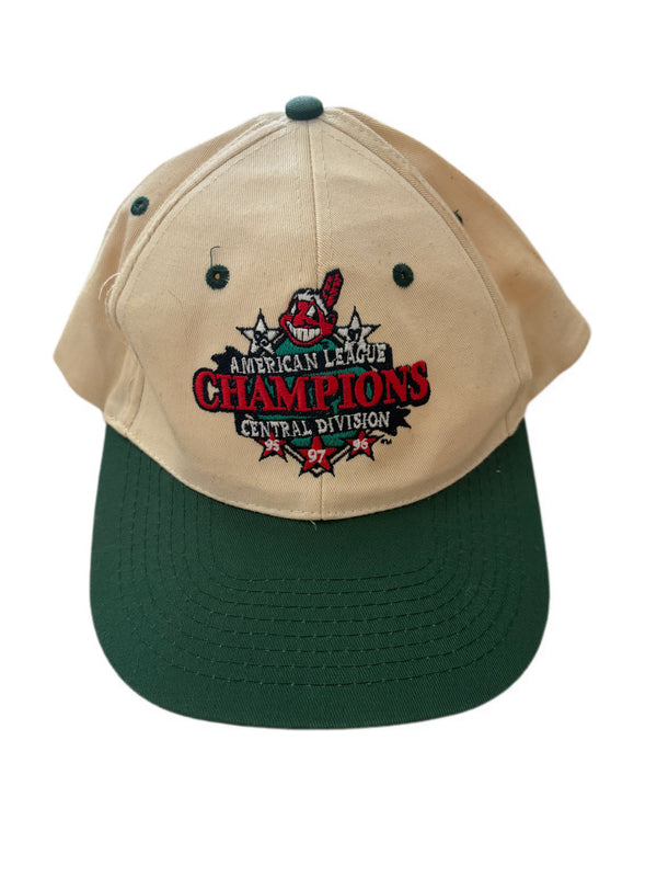 VINTAGE CLEVELAND INDIANS AMERICAN LEAGUE CHAMPIONS CENTRAL DIVISION 95', 96', 97' SNAPBACK HAT
