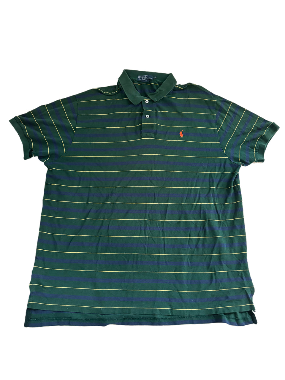 VINTAGE RALPH LAUREN GREEN STRIPED RUGBY POLO SHIRT
