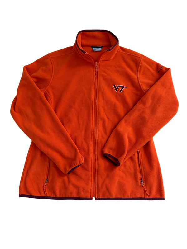 ORANGE COLUMBIA SPORTSWEAR VIRGINIA TECH HOKIES FULL ZIP FLEECE JACKET