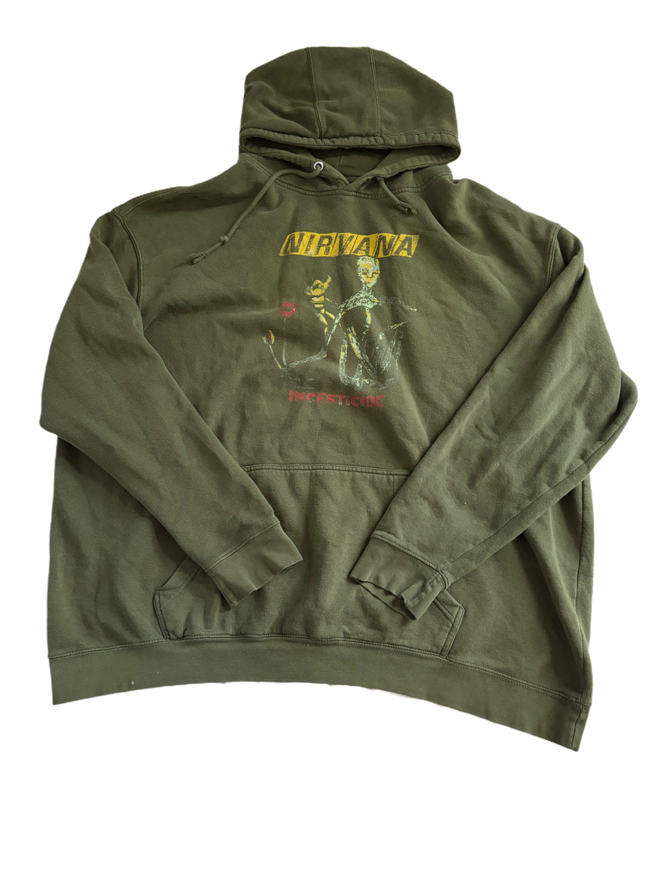 NIRVANA OLIVE GREEN ALBUM GRAPHIC HOODIE