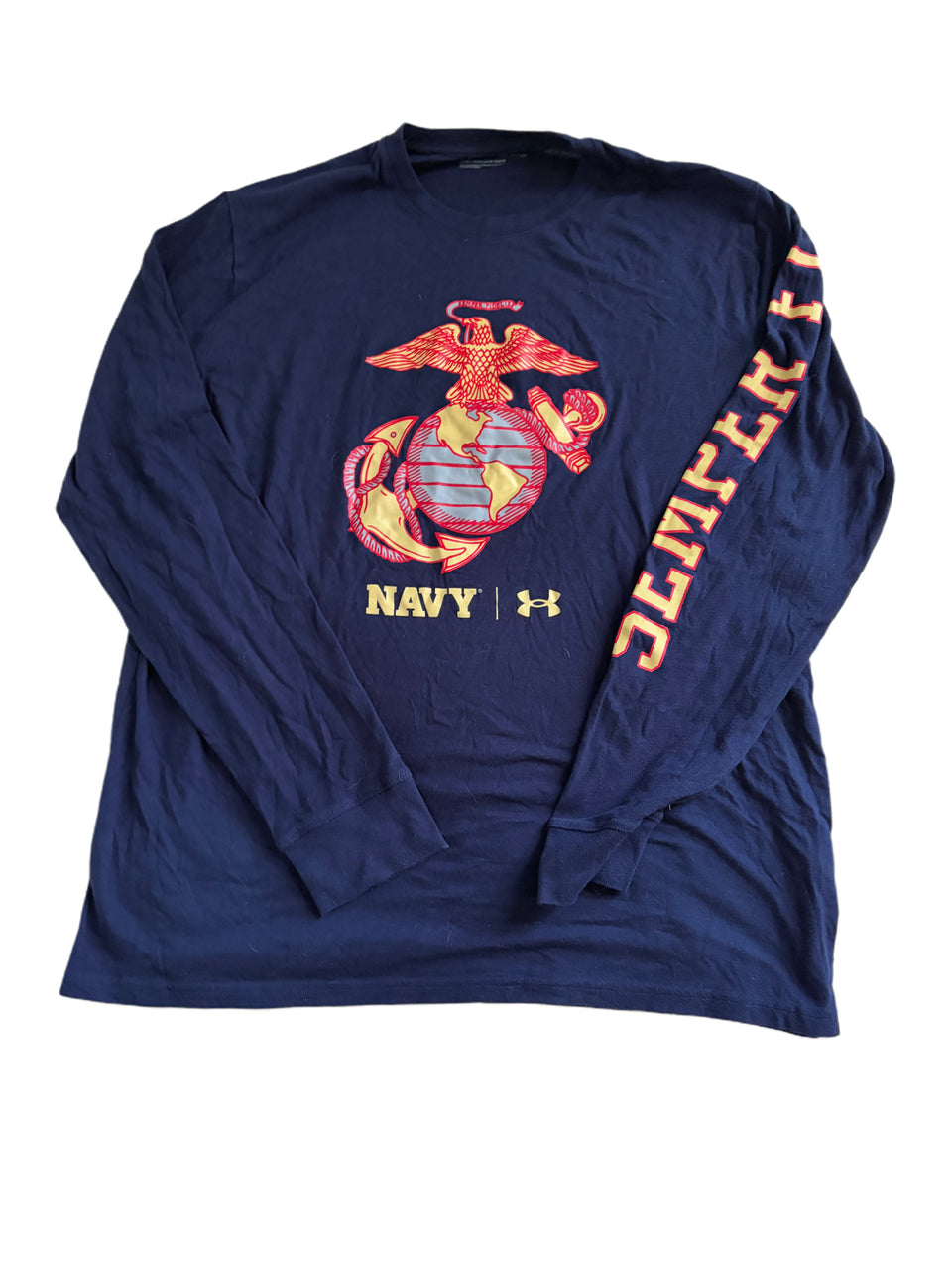 NAVY UNDER ARMOUR USMC EAGLE SEMPER FI LONG SLEEVE SHIRT