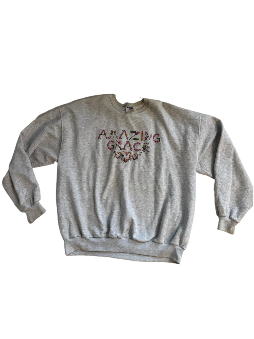 VINTAGE JERZEES AMAZING GRACE FLORAL DESIGN CREWNECK PULLOVER
