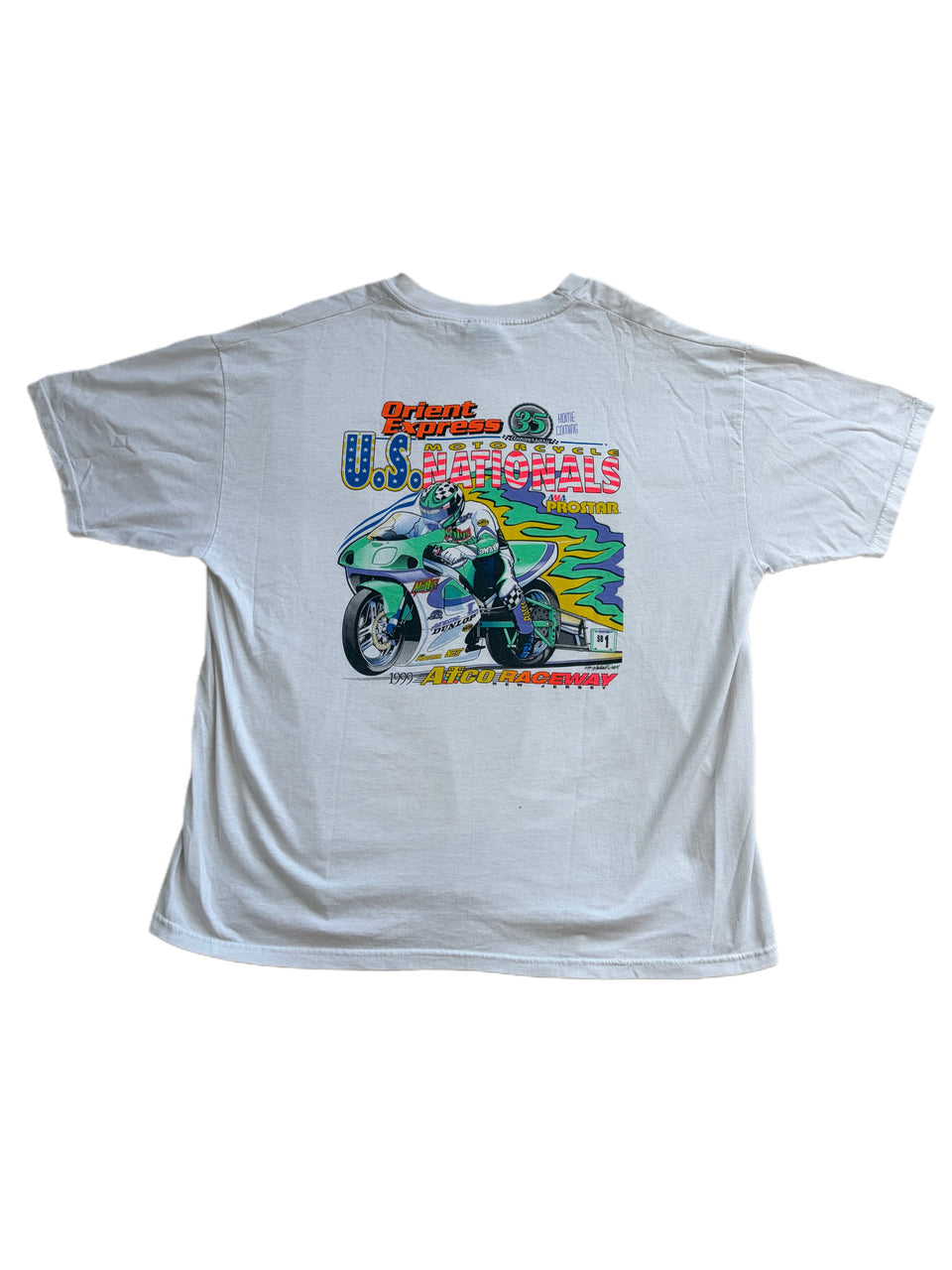 VINTAGE 90'S ORIENT EXPRESS U.S NATIONALS ATCO RACEWAY MOTORCYCLE GRAPHIC SHIRT