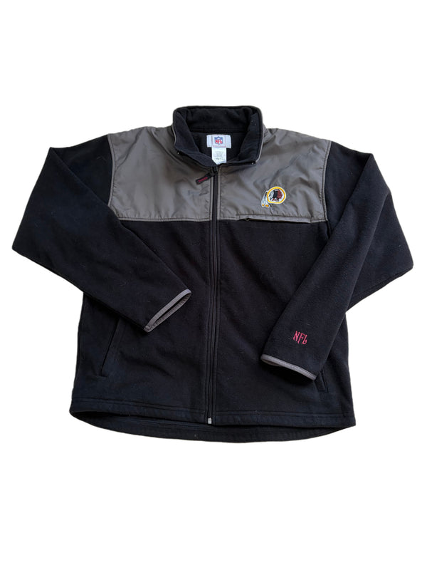 VINTAGE BLACK AND GREY WASHINGTON REDSKINS FULL ZIP FLEECE