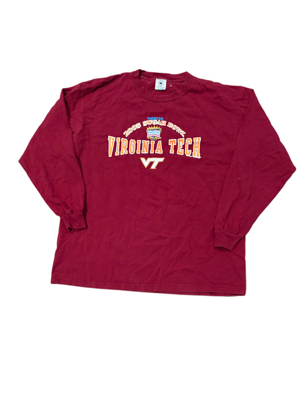 VINTAGE 2005 CHAMPION MAROON VIRGINIA TECH NOKIA SUGAR BOWL LONG SLEEVE SHIRT