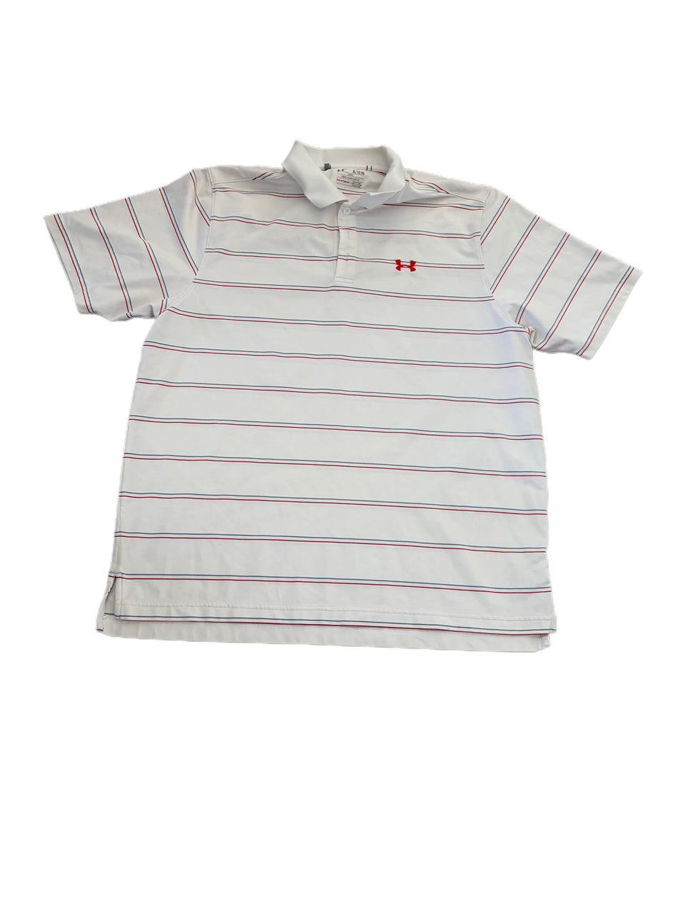 WHITE STRIPED UNDER ARMOUR PLAYOFF POLO