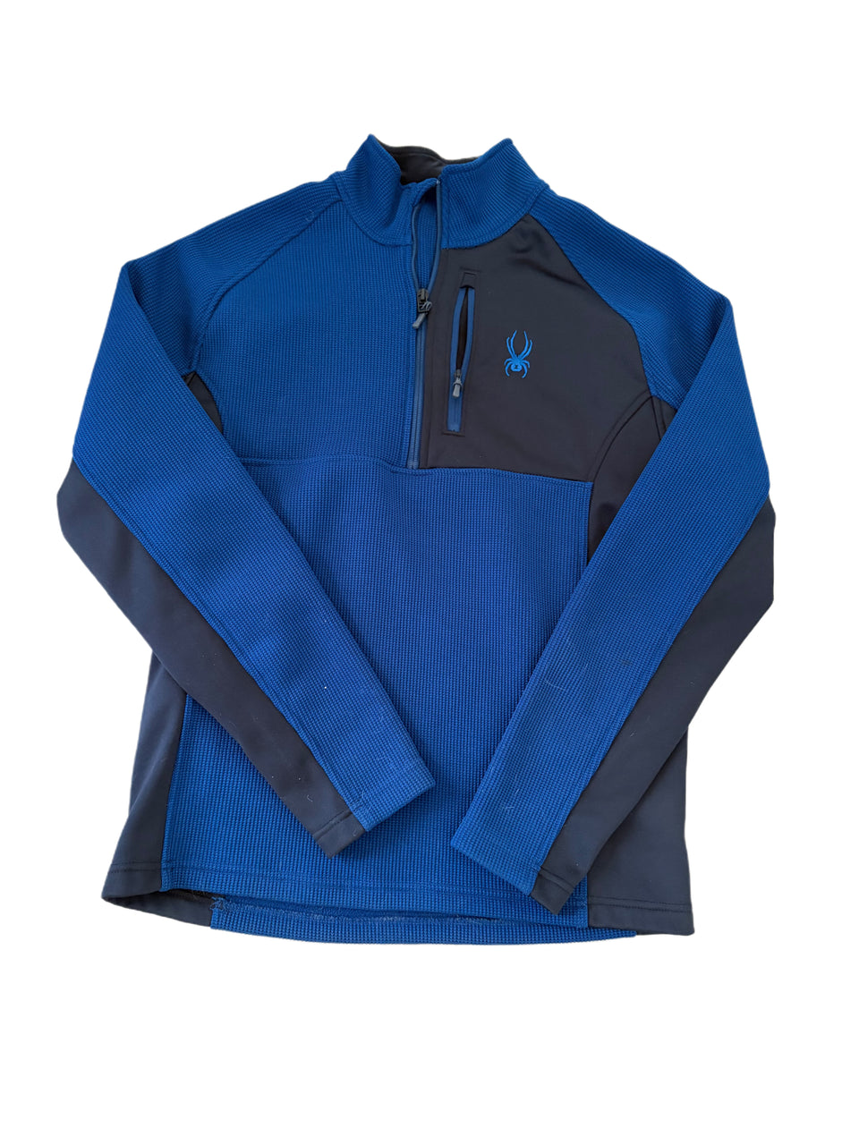 SPYDER GAIT KNIT BLUE TEXTURED QUARTER ZIP JACKET