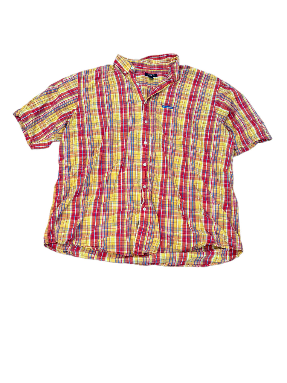 U.S POLO ASSN. SHORT SLEEVE RED YELLOW PLAID POLO