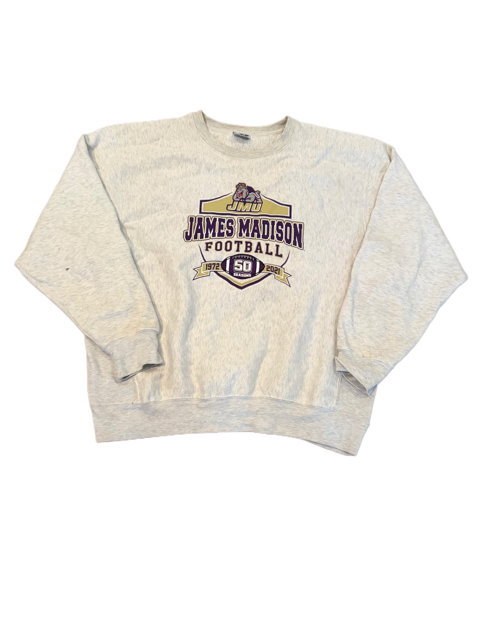 JAMES MADISON UNIVERSITY 50 SEASONS FOOTBALL GRAPHIC CREWNECK