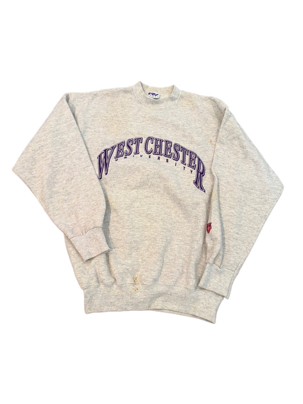 VINTAGE MV SPORT WESTCHESTER UNIVERSITY EMBROIDERED LOGO CREW NECK