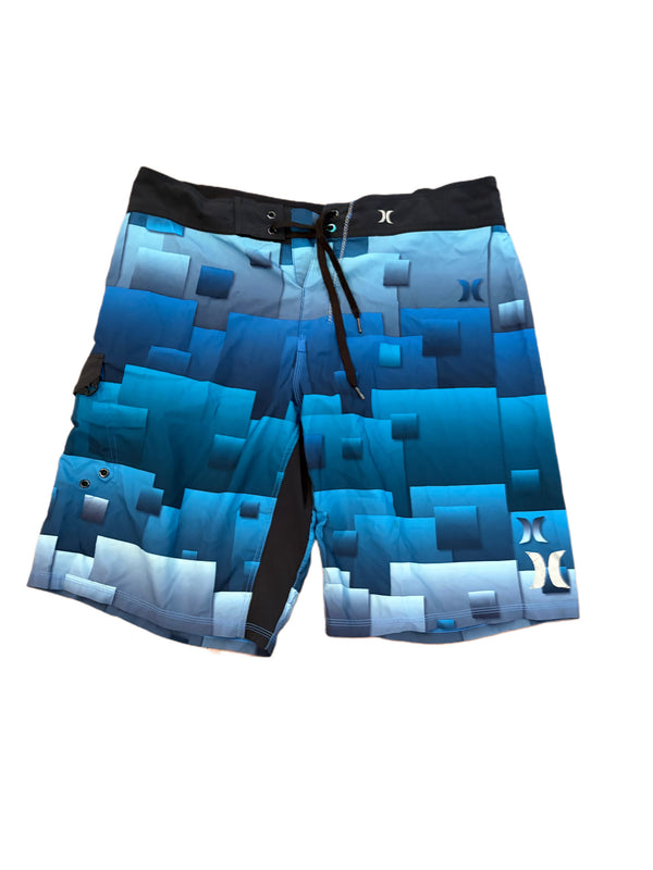 HURLEY PHANTOM 3D ABSTRACT GEOMETRIC CUBE BOARDSHORTS