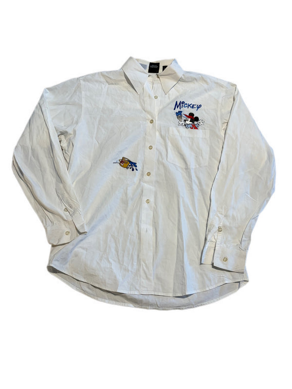VINTAGE DISNEY MICKEY PAINTING BUCKET BUTTON DOWN SHIRT