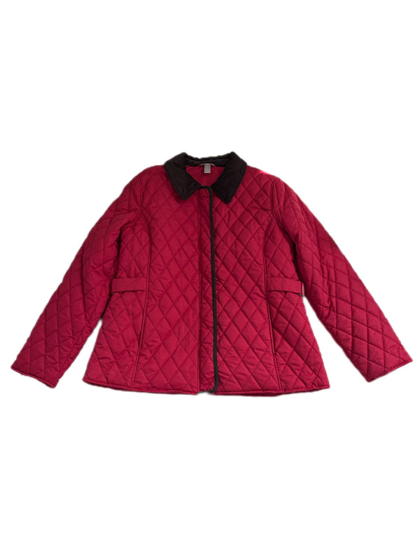 WHITE STAG WOMEN'S QUILTED RED JACKET WITH CORDUROY COLLAR ACCENTS
