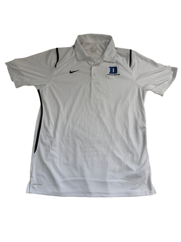 NIKE DUKE BLUE DEVILS WHITE DRI FIT ATHLETIC MEDICINE VICTORY POLO