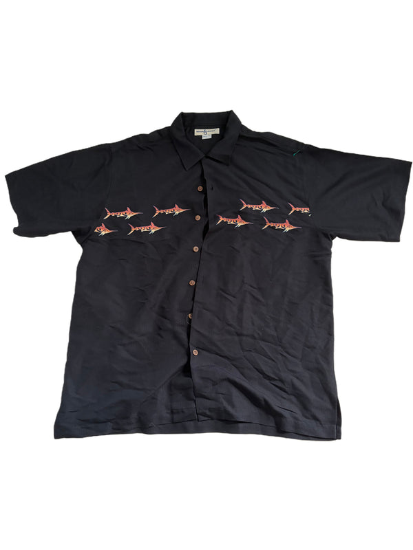 HOOK AND TACKLE ANGLERS DELIGHT EMBROIDERED BUTTON UP SHIRT